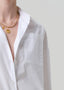 Frances Cropped Cape Button Up - White