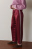 Silk Stripe Crop Pant - Oxblood