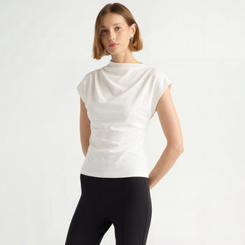Kenny Asymmetric-Neck Tee - White