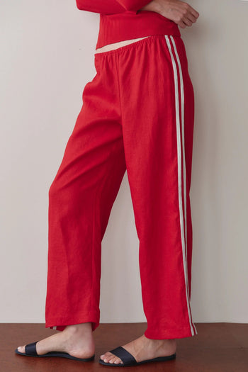 The Linen Crop Racer Stripe Pant