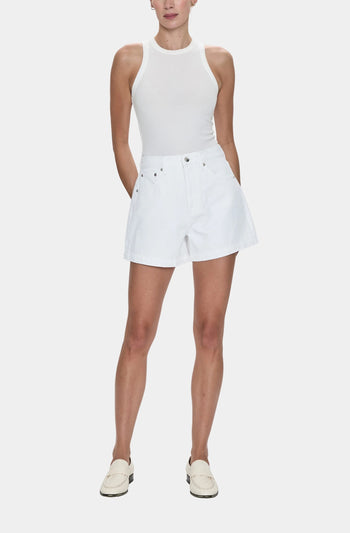 Saige High Rise A-Line Short - Polished White