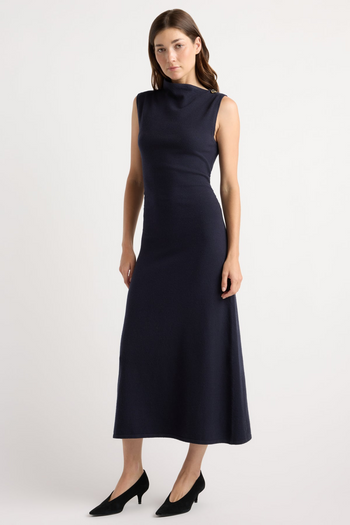 Abel Asymmetric-Neck	Dress - Navy
