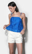 Bailey Embroidered Flouce Top - Jelly Blue