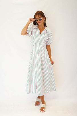 Striped Shirt Midi Dress