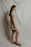Nella Loop Terry Short Sleeve Dress - Natural/Chocolate Stripe
