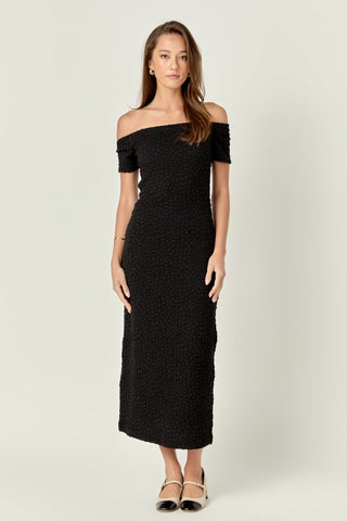 Textured Midi Dress - Black