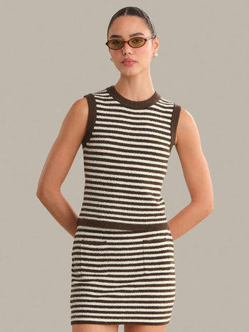 Alessia Teddy Stripe Tank - Shaved Chocolate Combo