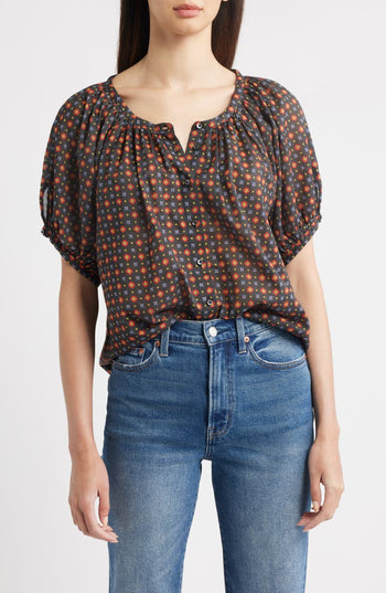 June Top - Noir Foulard