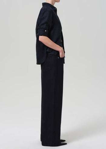 Brynn Linen Drawstring Trouser - True Navy
