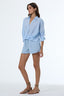 Petra Paper Bag Waist Short - Blue Aura Pigment