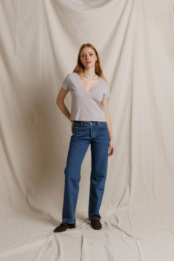 Alanis V Neck T-Shirt - Cloud Gray
