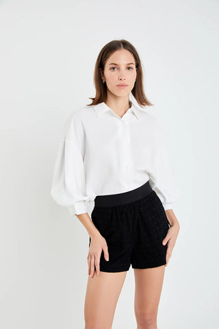 Embroidered Cotton Shorts - Black