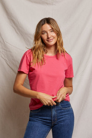 Harley - Cotton Boxy Crew Tee - Pink Bloom