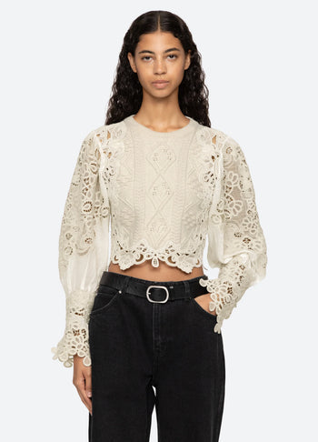 Vania Lace Combo Sleeve Sweater