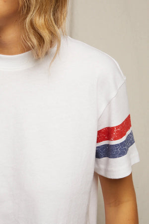 Lexi - Athletic Stripe Tee - Poppy/Navy