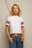Lexi - Athletic Stripe Tee - Poppy/Navy