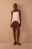 Square Neck Adjustable Straps Overlay Romper - Off-white Nevoa