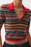 Ashlee Short Sleeve Polo Sweater - Negroni Stripe