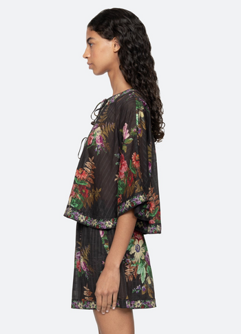 Viktoria Print Tie Front Top - Multi