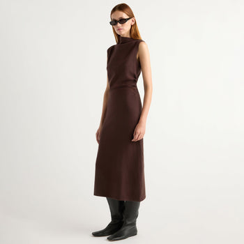 Abel Asymmetric-Neck Dress - Umber