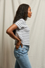 Everett - Jersey Stripe Boxy Crewneck Tee - Vintage Black Stripe