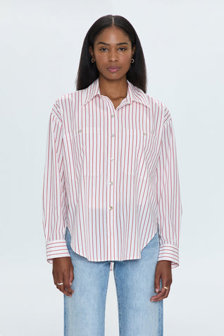 Samantha Relaxed Shirt - Ruby Stripe