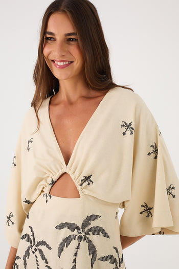Orla Embroidery Linen Mini Dress