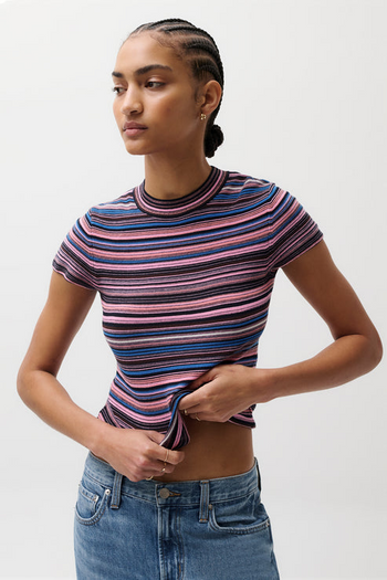 Selene Short Sleeve Sweater Tee - Blue