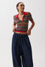 Ashlee Short Sleeve Polo Sweater - Negroni Stripe