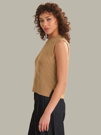 Demi High Neck Tank - Camel Heather