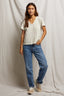 Hendrix - Cotton Boxy V Neck Tee - Oatmeal