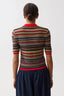Ashlee Short Sleeve Polo Sweater - Negroni Stripe