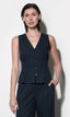 Lacey Pintuck Sleeveless Top - Navy