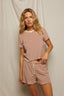 Bree - Loop Terry Stripe Tee - Poppy/Chocolate