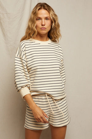 Niall - Fleece Pullover - Navy Stripe
