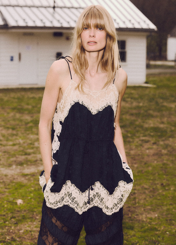 Shay Lace Tie Camisole - Navy