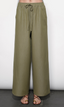 Paisley Wide Leg Pull On Pant - Olive