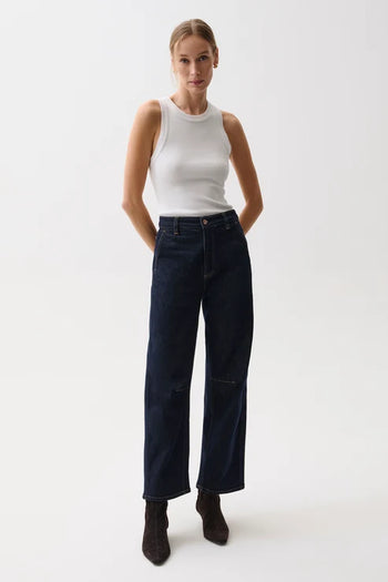 Beau Seamed Crescent Raw Jean - Night Fall