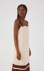 Linen Midi Dress with Polka Dot Straps