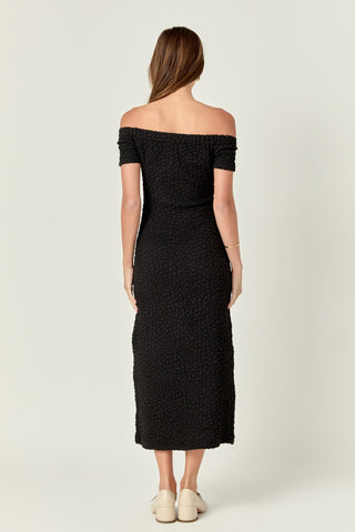 Textured Midi Dress - Black