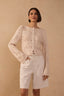Floral Crew Neck Buttoned Tricot Jacquard Cardigan - Off-white Nevoa