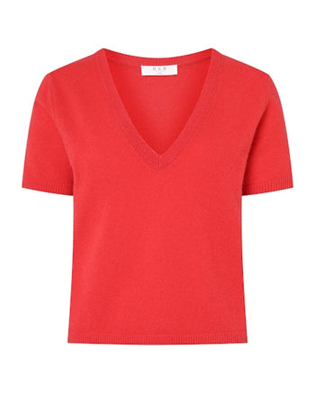 Kadri Cashmere Vneck Tee - Dragonfruit