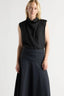 Cove Shirred-Waist Cotton Skirt - Navy
