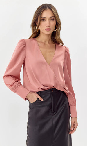 Lourdes Wrap Front Cuffed Blouse