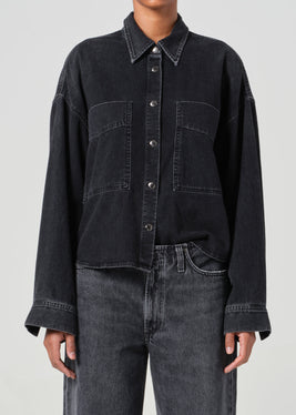 Myah Cropped Denim Shirt - Intense