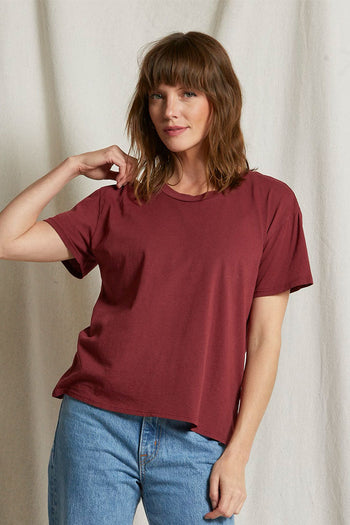 Harley - Cotton Boxy Crew Tee - Cranberry