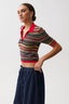 Ashlee Short Sleeve Polo Sweater - Negroni Stripe