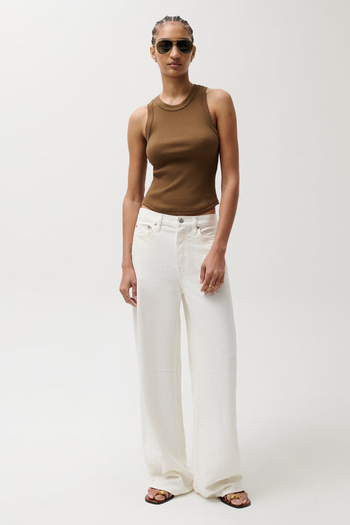 Sydney High Rise Linen Wide Leg - Egret