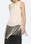 Carlotta Embroidered Sleeveless Fringe Top - Cream