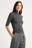 Gia Turtleneck Knit Top - Heather Charcoal
